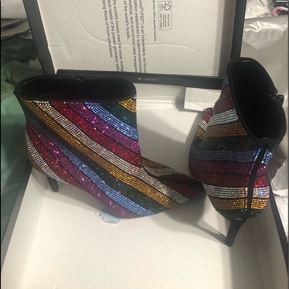 Multi Colored Sparkle Ankle Boots Size 5 1/2 by Inc - Picture 2 of 4
